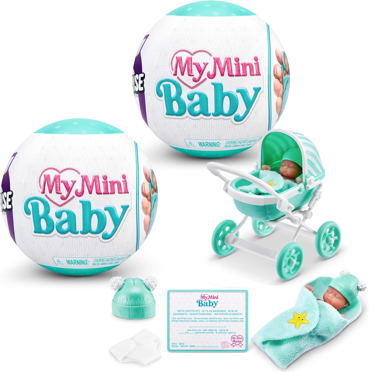 5 Surprise My Mini Baby Series 1 (2 Pack) by ZURU, Collectible Mystery Capsule, Toy for Girls, Realistic Miniature Baby, Playset and Accessories 24hrsmart